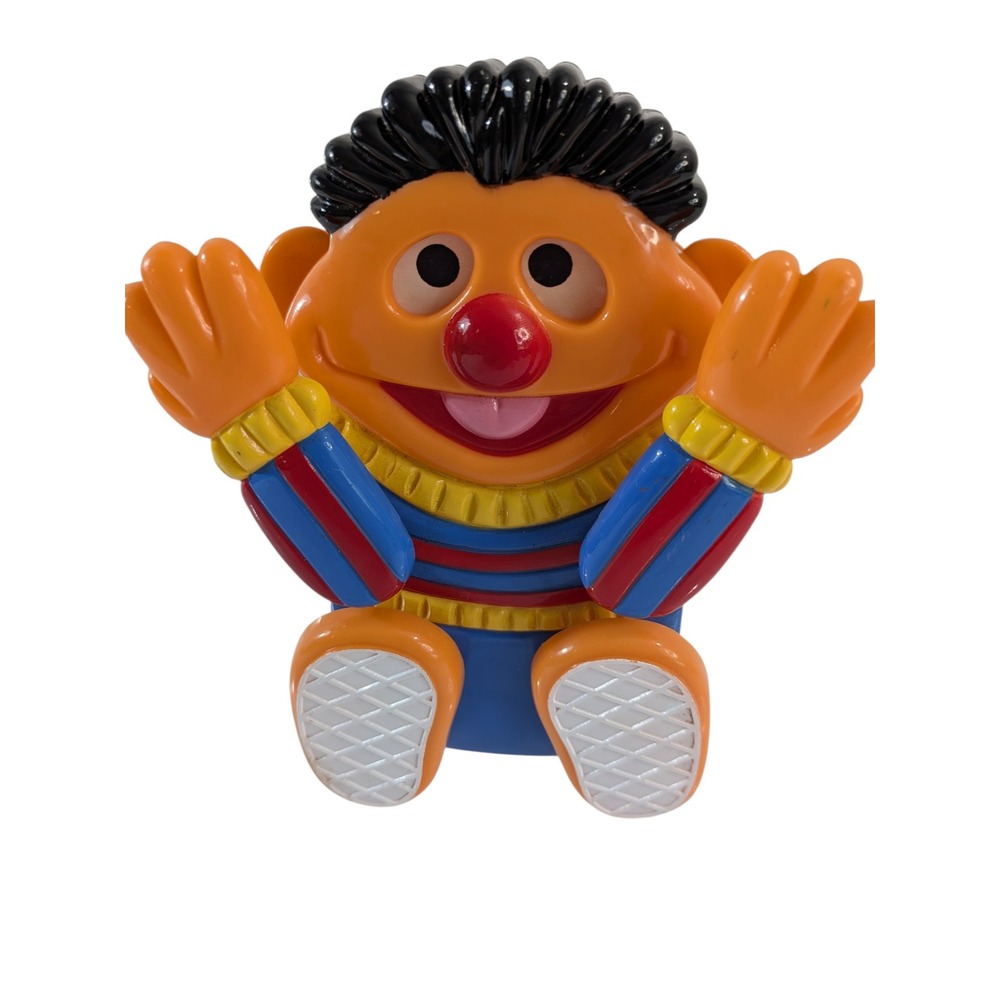 Vtg Illco Sesame Street Ernie Wind Up Toy Jim Henson 1990s Orange Blue